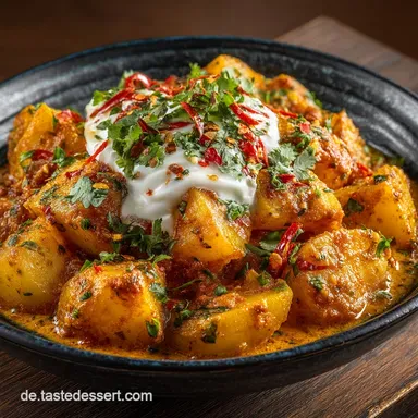 Cremiges Aloo Masala Kartoffel Curry Indisches Seelenfutter f&uuml;r jeden Tag Rezeptkarte