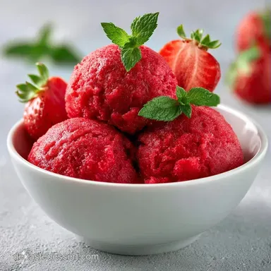 Cremiges Erdbeersorbet f&uuml;r 4 Portionen Rezeptkarte