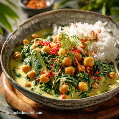 Kichererbsen Spinat Curry Vegan Cremiges TurboMasala in 35 Minuten Rezeptkarte