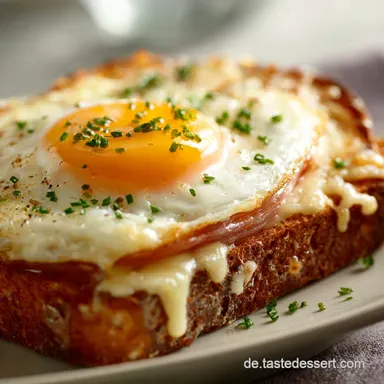 Croque Madame Rheingold Der Gourmet Sandwich und Toast Klassiker Rezeptkarte