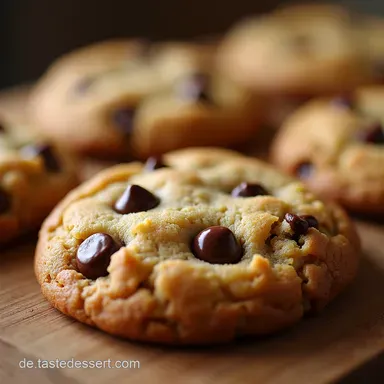 Mein bestes Chocolate Chip Cookies Rezept deutsch Knusprig au&szlig;en innen z&auml;h Chewy Rezeptkarte
