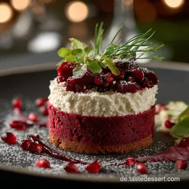 Weihnachtliche Vorspeisen: Rote Bete T&ouml;rtchen cremiges Ziegenk&auml;se-Mousse Rezeptkarte
