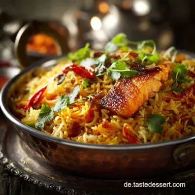 Fisch Biriyani Meisterwerk der indischen K&uuml;che im DumStil Rezeptkarte