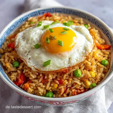 Gebratener Reis mit Ei und Gem&uuml;se einfach lecker &ndash; Blitzschnell & K&ouml;stlich Rezeptkarte