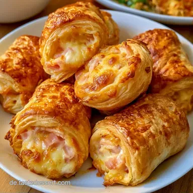 Gef&uuml;llte Bl&auml;tterteigr&ouml;llchen mit Gouda Rezeptkarte