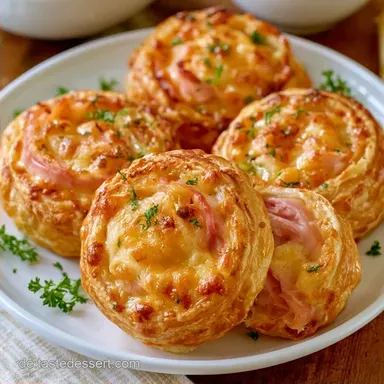 Gef&uuml;llte Bl&auml;tterteigr&ouml;llchen mit Gouda