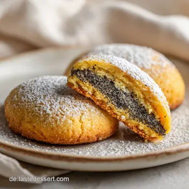 Gef&uuml;llte Mohnpl&auml;tzchen f&uuml;r 25 St&uuml;ck Rezeptkarte