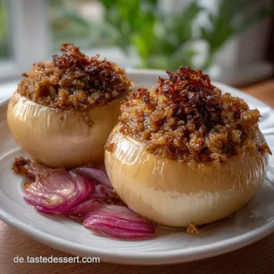 Gefllte Zwiebeln mit Hackfleisch leichtes Mittag: Proteinreich Rezeptkarte