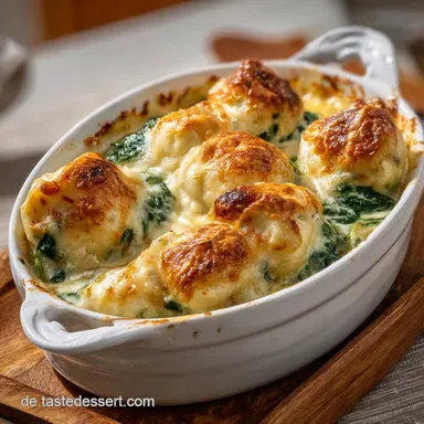 Gef&uuml;llter Kn&ouml;delauflauf: Seelenw&auml;rmer einfach zubereitet Rezeptkarte