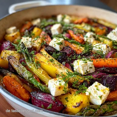 Einfache Gem&uuml;sepfanne mit Feta als schnelles und gesundes Abendessen in 25 Minuten Rezeptkarte