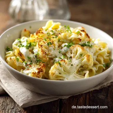 Blumenkohl Pasta: Cremiges Feierabend-Rezept mit ger&ouml;stetem Kohl Rezeptkarte