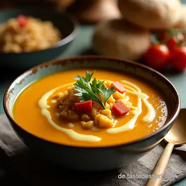 Blitzschnelle CurryK&uuml;rbissuppe Das HokkaidoRezept schnell cremig Rezeptkarte