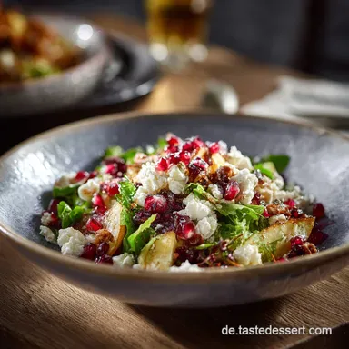 Granatapfelsalat mit Feldsalat und Feta: Der einfache Wintersalat-Klassiker. Rezeptkarte