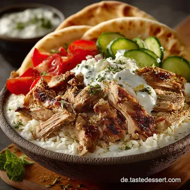 Saftige H&auml;hnchen Gyro Bowl Griechischer Genuss in 35 Min Rezeptkarte