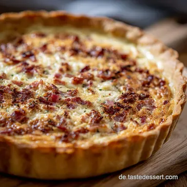 Quiche Rezept: Knuspriger Klassiker mit Speck und Zwiebeln Rezeptkarte
