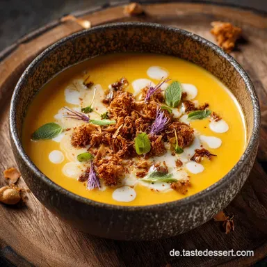 K&uuml;rbissuppe: Cremige Hokkaido-Suppe mit Kokosmilch und Ingwer Schnell Vegan Rezeptkarte