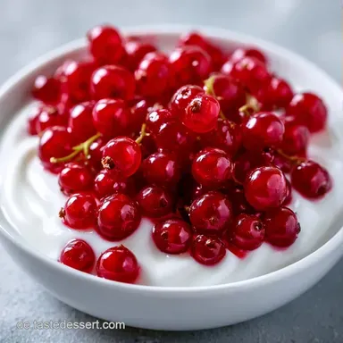 Johannisbeer Dessert im Glas mit Quark Rezeptkarte