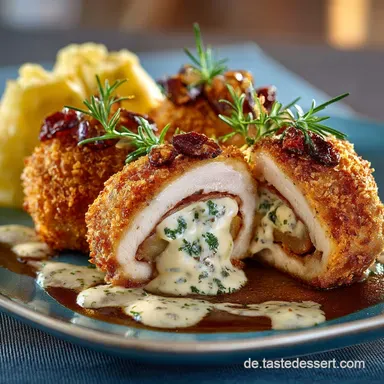 Kartoffel Cordon Bleu mit Knödelteig Außen knusprig innen cremig Rezeptkarte