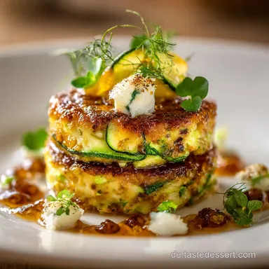 ZucchiniRezept Knusprige K&auml;seZucchiniPuffer einfach und schnell Rezeptkarte