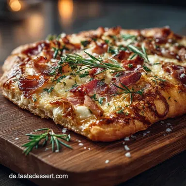 Einfaches Flammkuchen Rezept Klassisch knusprig selbst machen Rezeptkarte