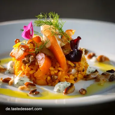 Kurkuma Karotten Reis: Einfaches, goldenes veganes Abendessen Rezeptkarte