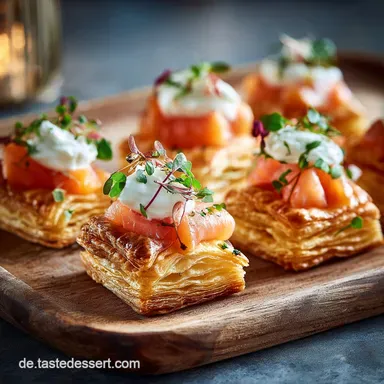 Bl&auml;tterteigsterne mit Lachs und Frischk&auml;se: Einfaches Fingerfood f&uuml;r G&auml;ste Rezeptkarte
