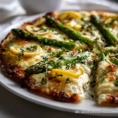 Low Carb Pizza Spargel: Cremig mit Zitrone Thymian Rezeptkarte