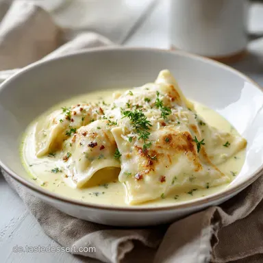 Rezept Maultaschen K&auml;se Sahne So&szlig;e in 25 Minuten Rezeptkarte