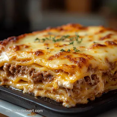 Omas Geheimnis Klassische Hausgemachte Lasagne die w&auml;rmt Rezeptkarte