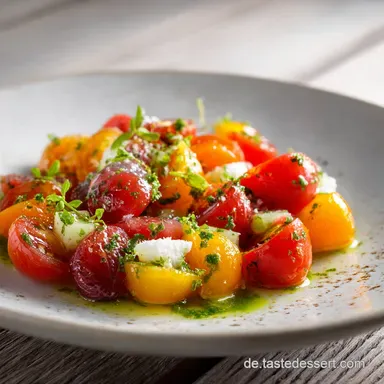 Tomaten Gurken Salat Omas einfaches Rezept mit Essig&Ouml;lDressing Rezeptkarte