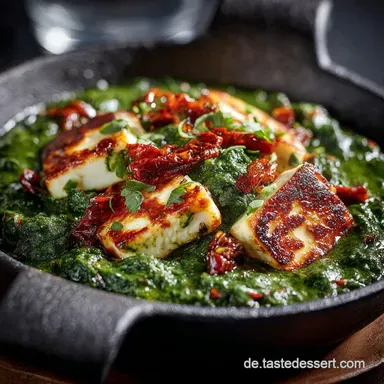Palak Paneer mit Halloumi Cremiges SpinatCurry f&uuml;r Genie&szlig;er Rezeptkarte