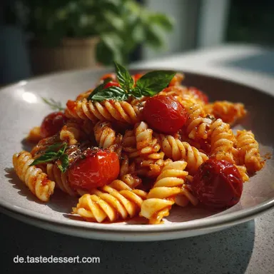Pasta Rezept schnell und einfach in 15 Min mit Tomatensauce Rezeptkarte