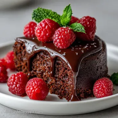 Perfekter Schokoladen-Himbeer-Tr&uuml;ffelkuchen Rezept f&uuml;r 12 Portionen Rezeptkarte