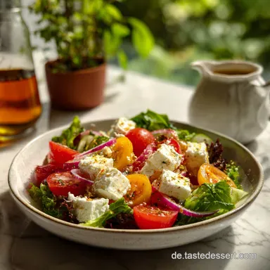 Erfrischendes Sommersalat-Dressing mit Feta und Naturjoghurt in 5 Minuten Rezeptkarte