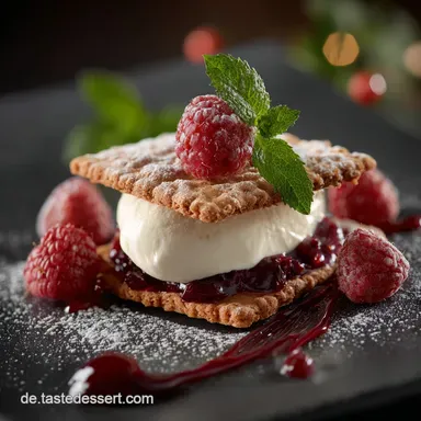 Spekulatius Dessert mit Himbeeren: Cremiges Weihnachts Dessert schnell Rezeptkarte