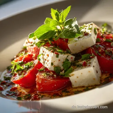 TomatenFetaSalat: Der Feierabend-Klassiker mit cremigem Feta und Oregano. Rezeptkarte