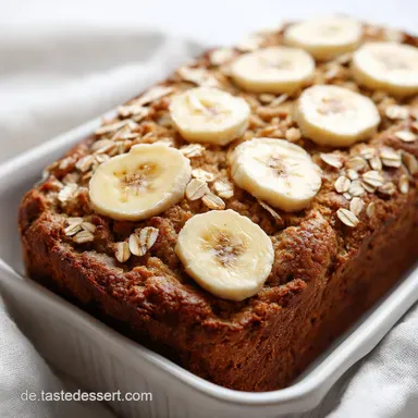 Einfaches gesundes veganes Bananenbrot mit Haferflocken ohne Mehl Rezeptkarte
