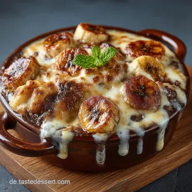 Warmer SchokoladenBananenNachtisch BlitzGratin mit cremiger Schokohaube