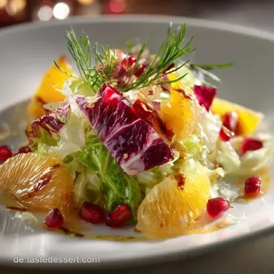 Wintersalat mit Granatapfel und Orangen Vitaminreich festlich. Rezeptkarte