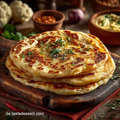 Authentische Gobi Parathas Indische BlumenkohlFladenbrote Rezeptkarte