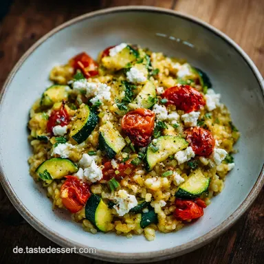 Zucchini Reis Pfanne mit Feta in 25 Min Rezeptkarte