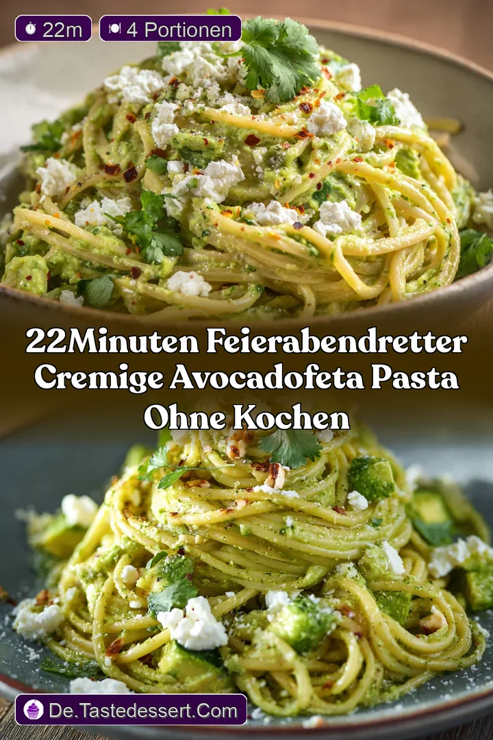 22Minuten FeierabendRetter Cremige AvocadoFeta Pasta ohne Kochen