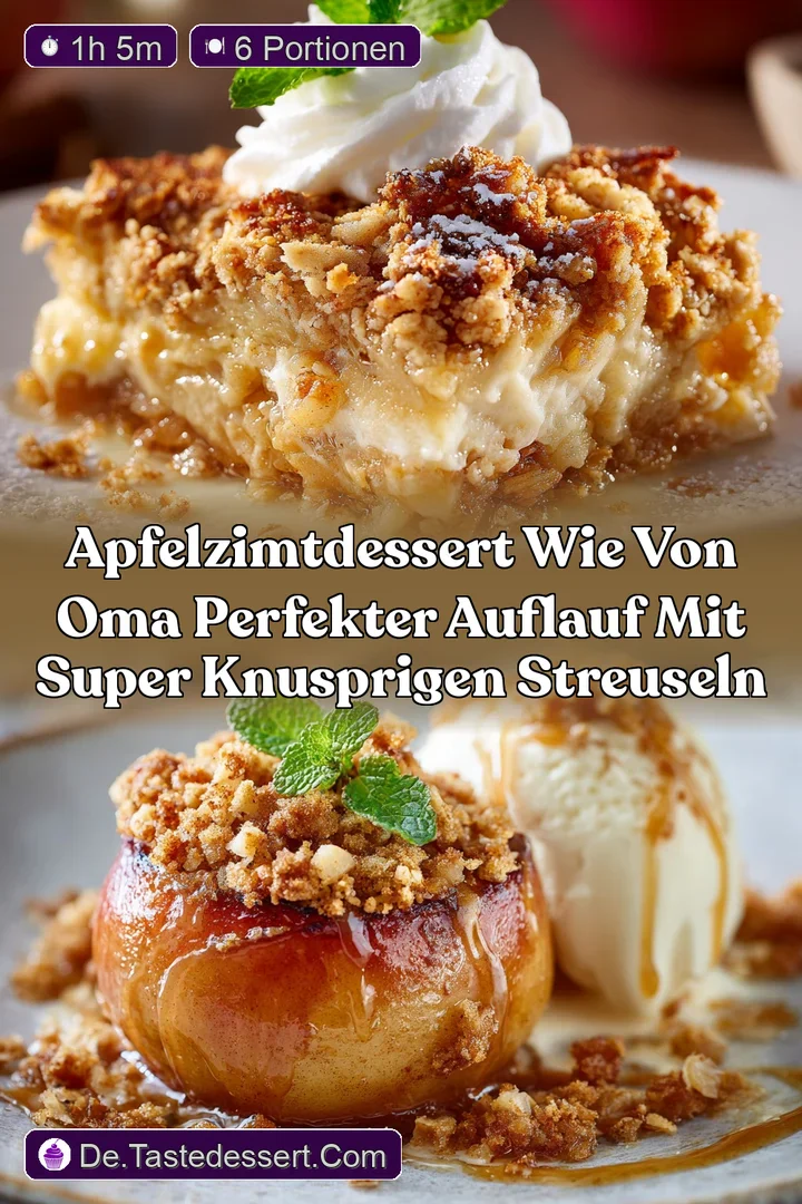 ApfelZimtDessert wie von Oma Perfekter Auflauf mit super knusprigen Streuseln
