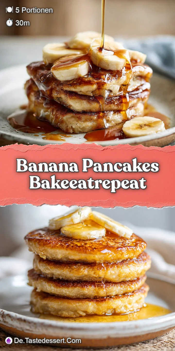 Close-up of a moist banana pancake with caramelized edges, topped with dripping maple syrup. Warm, inviting, and utterly d...