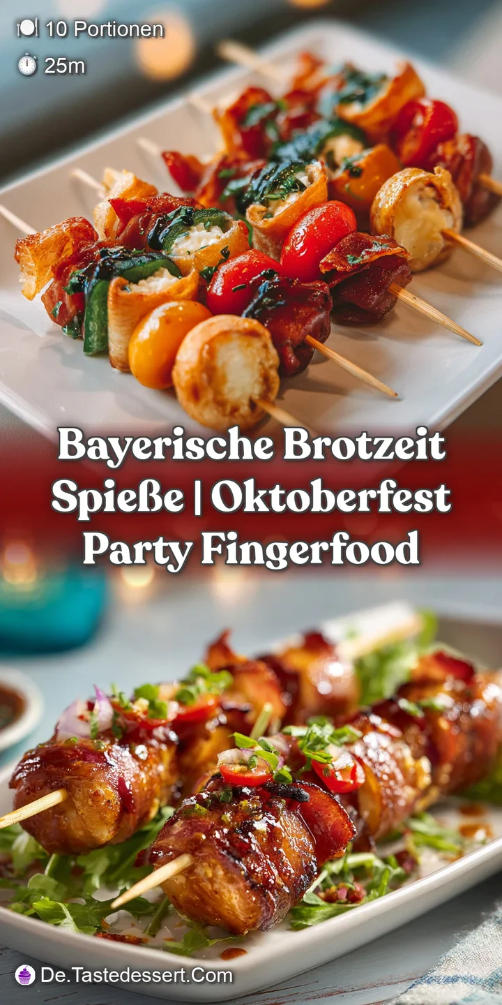 A close-up of plump sausage, rich cheese, and tangy pickles stacked on a skewer, ready to be enjoyed.