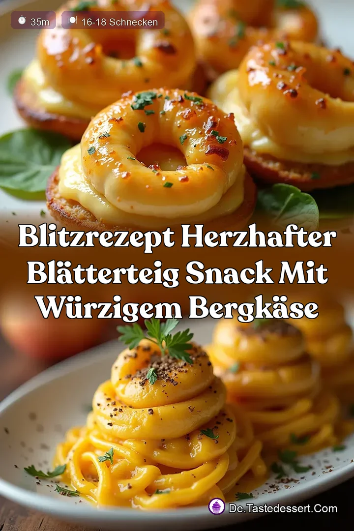 Blitzrezept Herzhafter Bl&auml;tterteig Snack mit w&uuml;rzigem Bergk&auml;se