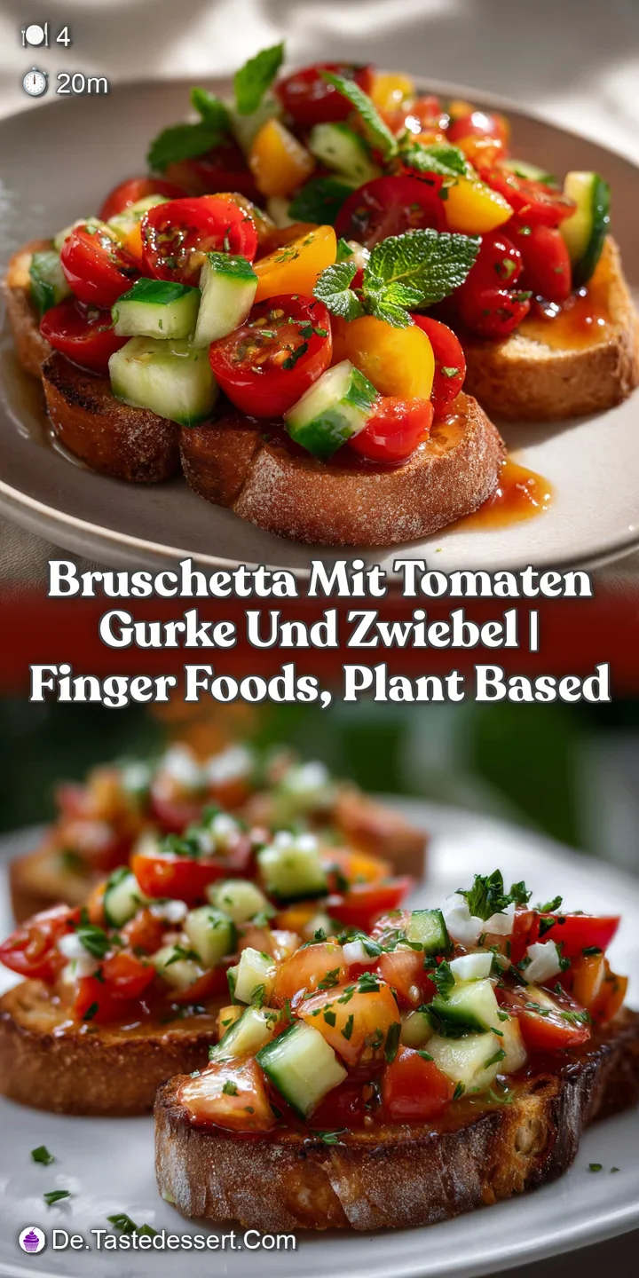 Bruschetta mit Tomaten Gurke und Zwiebel | Finger Foods Plant Based