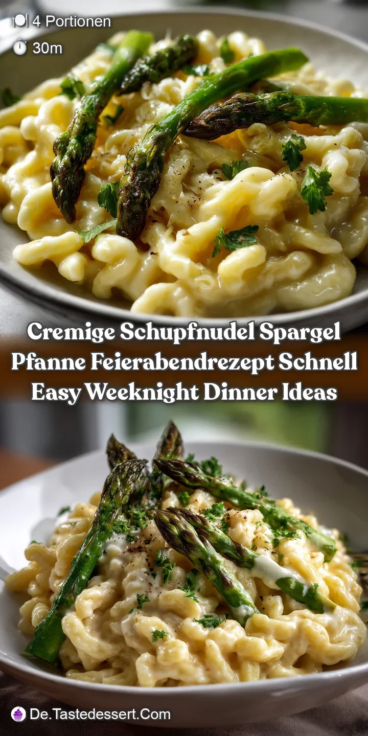 Cremige Schupfnudel Spargel Pfanne Feierabendrezept schnell Easy Weeknight Dinner Ideas