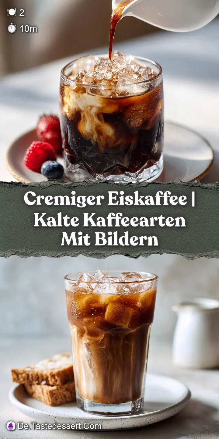 Close-up of iced coffee, rich brown hues swirling with creamy white, dusted with dark chocolate&mdash;a tempting, caffeinated in...