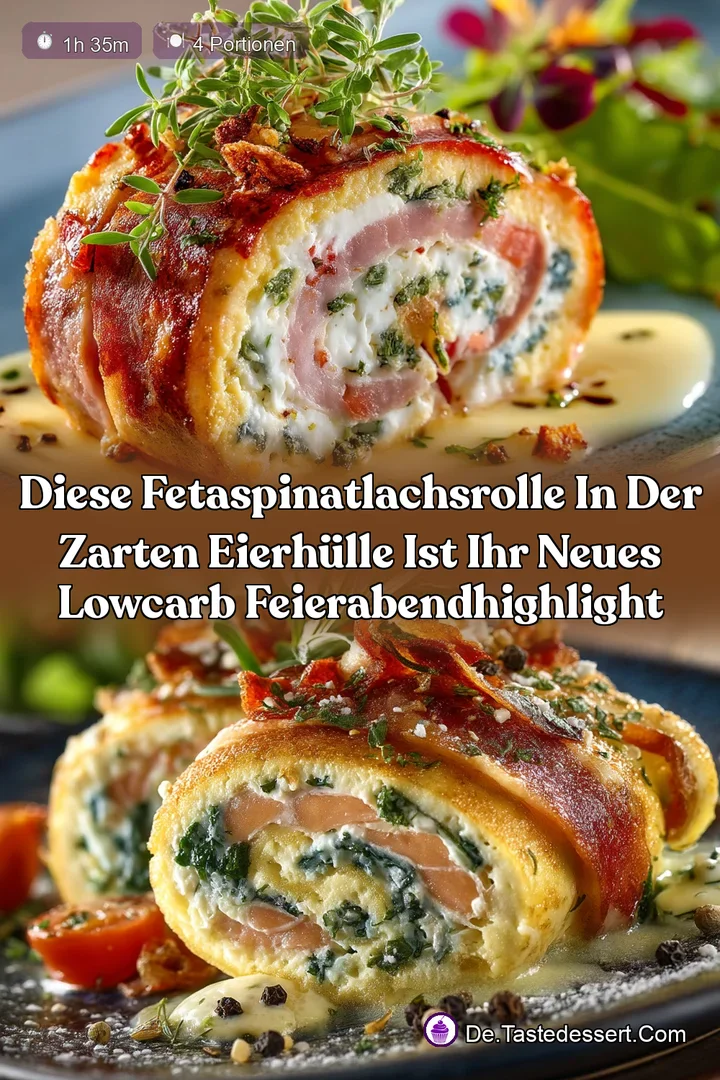 Diese FetaSpinatLachsRolle in der zarten EierH&uuml;lle ist Ihr neues LowCarb FeierabendHighlight